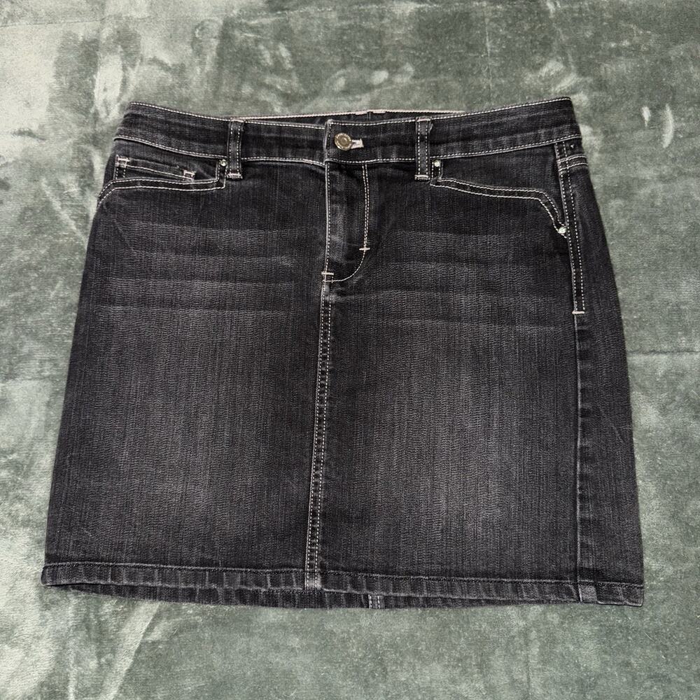 White House Black Market Black Denim Mini Skirt